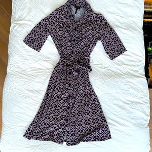Laundry by shelli Segal belt shirtdress size 6 3/4 sleeve collared knee length